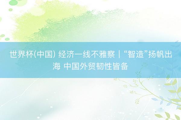 世界杯(中国) 经济一线不雅察｜“智造”扬帆出海 中国外贸韧性皆备
