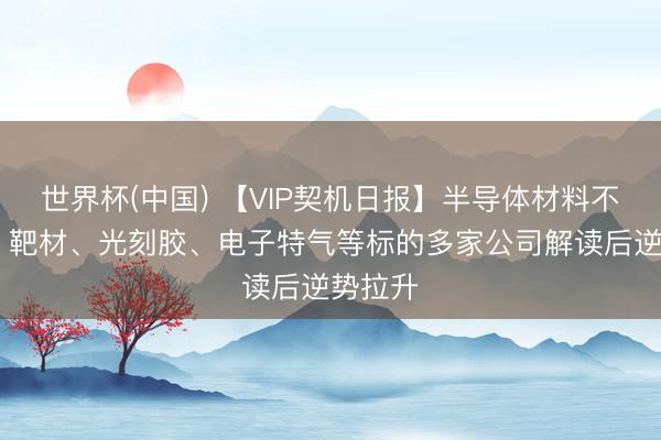 世界杯(中国) 【VIP契机日报】半导体材料不时强势 靶材、光刻胶、电子特气等标的多家公司解读后逆势拉升