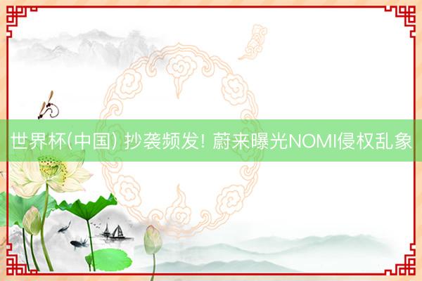 世界杯(中国) 抄袭频发! 蔚来曝光NOMI侵权乱象