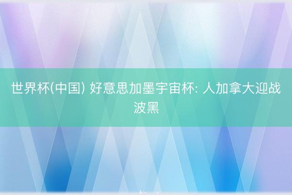 世界杯(中国) 好意思加墨宇宙杯: 人加拿大迎战波黑