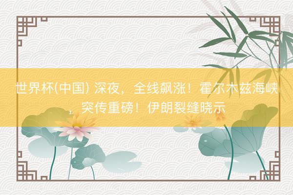 世界杯(中国) 深夜，全线飙涨！霍尔木兹海峡，突传重磅！伊朗裂缝晓示