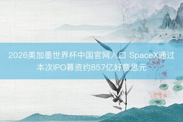 2026美加墨世界杯中国官网入口 SpaceX通过本次IPO募资约857亿好意思元