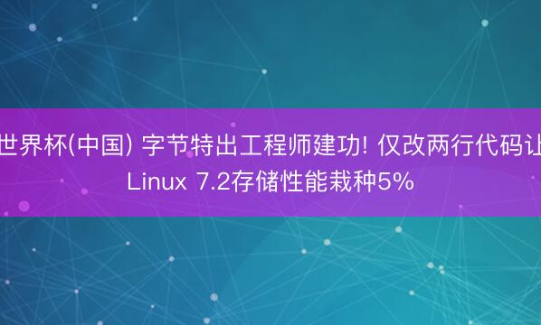 世界杯(中国) 字节特出工程师建功! 仅改两行代码让Linux 7.2存储性能栽种5%