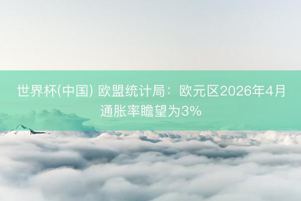 世界杯(中国) 欧盟统计局：欧元区2026年4月通胀率瞻望为3%