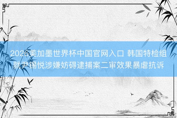 2026美加墨世界杯中国官网入口 韩国特检组就尹锡悦涉嫌妨碍逮捕案二审效果暴虐抗诉