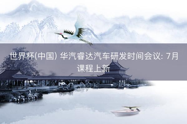 世界杯(中国) 华汽睿达汽车研发时间会议: 7月课程上新